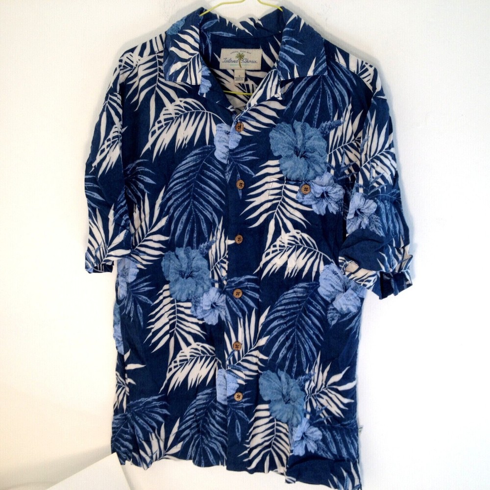 Island Shores Mens Tropical Sportsman Camp Shirt Button Up Short Sleeve Sz S